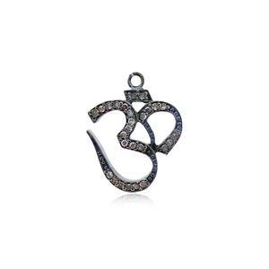 Balody-pendentif en diamant Om fait à la main, bijoux religieux en argent Sterling 925, pavé naturel, bijoux religieux - Product Image 1
