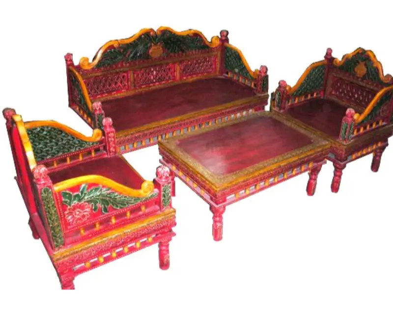 En çok satan güzel el boyalı ahşap el oyma koltuk takımı (4 adet Set) ev oturma odası için/salon Vintage tasarlanmış mobilya