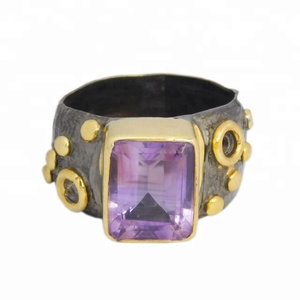 ลดกระหน่ำแหวนพลอยอเมทิสต์แท้สำหรับผู้ชายและผู้หญิงแหวนประดับอัญมณี925เงินสเตอร์ลิงทำด้วยมือ - Product Image 2