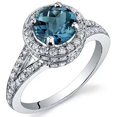 Echter London Blue Topaz Ring Sterling Silber Topas Ehering Ring