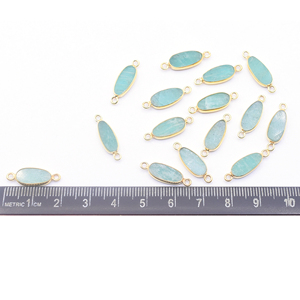 Amazonite Oval Shape 925 Sterling Silver Bezel Gold Plated Connector Handmade Jewelry Making - Product Image 4