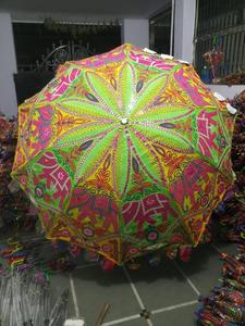 ร่มกันแดดปักลายแบบดั้งเดิมกันลมทำด้วยมือทำจากผ้าฝ้ายสีส่าหรี - Product Image 6