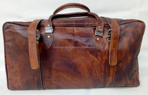 Sac de voyage en cuir véritable pour hommes, Style Vintage, couleur marron, nouveau sac en cuir fait à la main - Product Image 3