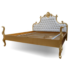 บ้านเฟอร์นิเจอร์ห้องนอนไม้-เฟอร์นิเจอร์เตียงแกะสลักทองหรูหรา - Product Image 2