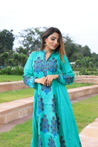 Anarkali largo vestido mughal mano bloque de desgaste étnico kurties - Product Image 4