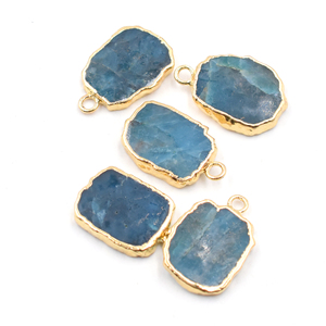 Colgante Rectangular de Apatita de 16 a 18 mm con Argolla, Chapado en Oro, para la Fabricación de Joyas - Product Image 1