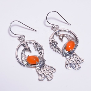 925 Sterling Silver Women's Fashion <b>Earrings</b> Natural <b>Red</b> Carnelian Gemstone Wholesale Wedding & Party Gift Fashionable Jewelry - Product Image 1