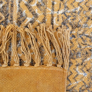 Alfombra Dhurrie Estampada a Mano de 5x8 Pies, Alfombra Bohemia India Hecha a Mano, Alfombra de Área con Estampado de Bloques de Madera Tejida a Mano - Product Image 3