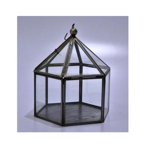 Vase et pot à fleurs en verre géométrique classique pour plantes aériennes et terrarium, avec finition galvanisée pour une utilisation décorative en intérieur - Product Image 5