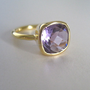 925 Sterling Silver <b>Amethyst</b> Gemstone <b>Ring</b> Vermeil <b>Gold</b> - Product Image 1