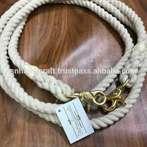 WHITE NATURAL COTTON DOUBLE HOOK ROPE <b>LEASH</b> - Product Image 1