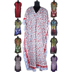 Smart Wear Long Kaftan Main Bloc Imprimé Kaftan Fait à la main Indien Caftan Abaya Kaftan Caftan Arabe Jalabiya Dubai Mode - Product Image 2