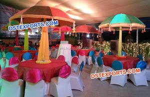 Décoration de mur arrière de parapluie de mariage brodé à la main Décoration de table de mariage royale colorée pour les fêtes - Product Image 6