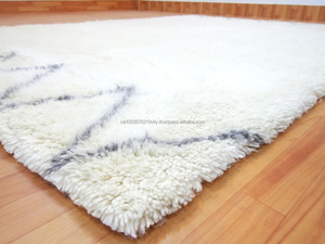 Tapis indiens en laine marocaine nouée à la main gris blanc tapis tufté motif abstrait pour salon - Product Image 3