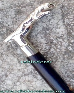 Bastón de Jaguar de plata náutica antigua con mango de cabeza de latón Bastón de regalo vintage Bastón - Product Image 3