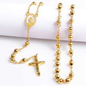 Collana di preghiera da donna in acciaio inossidabile collana <span class=keywords><strong>rosario</strong></span> placcata in <span class=keywords><strong>oro</strong></span> cristiano - Product Image 1