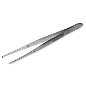 Fórceps de iris de acero inoxidable, punta plana, instrumento quirúrgico de 10cm para agarre de precisión y manejo de tejidos - Product Image 1