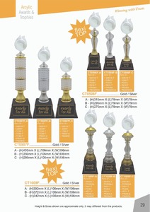 Trophée en plastique acrylique de haute qualité avec logo personnalisé élégant, avec des parties transparentes dorées/argentées pour la compétition/le prix - Product Image 2