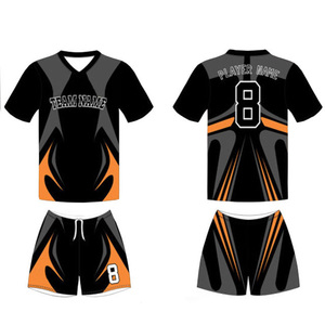 Uniforme de fútbol para hombres y mujeres, 100% de poliéster uniforme de fútbol, Color personalizado, cuello en V, Media manga, con logotipo personalizado, venta al por mayor - Product Image 1