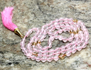 Quartz rose 108 collier de perles Mala pierres précieuses naturelles bijoux de mode pour les fêtes de méditation spirituelle cadeaux inspirés du bouddhisme - Product Image 2