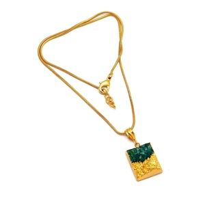 Collier pendentif Druzy rectangle en argent sterling 925 avec or vermeil pour fête de mariage et cadeau de fiançailles d'anniversaire - Product Image 1