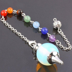 Péndulo de bola Opalite con cadena de Chakra Cristal al por mayor para curación de Reiki - Product Image 1