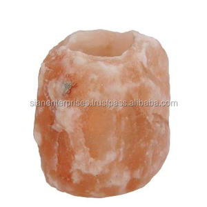 Vela Dholki de sal del Himalaya, artesanías naturales de Sian Enterprises, otros candelabros y linternas, tarros hechos a mano - Product Image 1