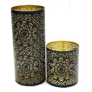 Nouveau design rond or filigrane lanterne support votif fer décoration de la maison - Product Image 2