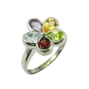 แหวนพลอยโกเมนแอเมทิสต์สเตอริ925แท้แหวนอัญมณีหลากสีทำด้วยมือผู้จำหน่ายแหวนเวอร์เมียล์นิรันดร์ - Product Image 1