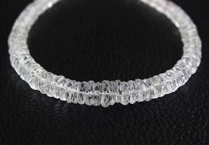 สร้อยคอ Rondelle ทำด้วยมือ,สร้อยคอทำมืออัญมณีควอตซ์ใสธรรมชาติยาว9นิ้วเหลี่ยมเพชรพลอยไมโคร - Product Image 2