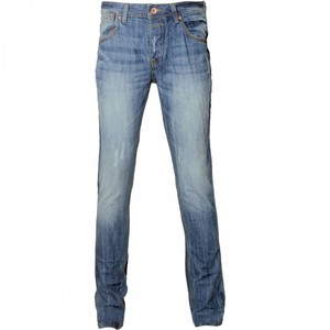 Pantalon en jean coupe ajustée de haute qualité pour hommes, logo personnalisé, tenue décontracté, taille moyenne, délavé coloré, imperméable, style crayon, léger - Product Image 4