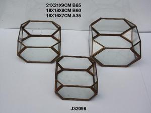 กล่องใส่เครื่องประดับทรงสี่เหลี่ยมมุมเฉียง ทำจากทองเหลืองโบราณเคลือบเงาและกระจก สำหรับผู้หญิงและเด็กผู้หญิง - Product Image 5