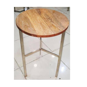 Table d'appoint en argent avec dessus en bois sur Offre Spéciale 2019 - Product Image 1