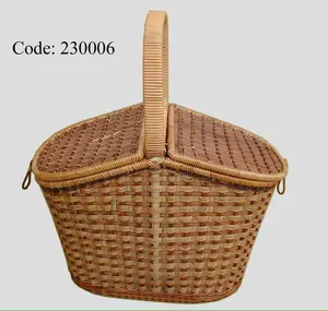 批发柳条野餐篮带手柄竹制食品储物篮多种颜色按需Vinacraft JSC 230006