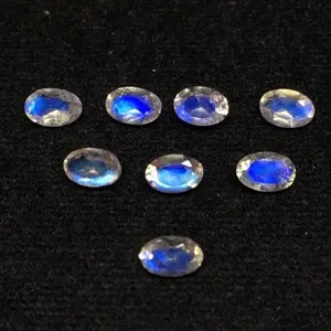 AAA Quality Natural Semi Precious Stone 8x10mm Natural Rainbow Moonstone Faceted Oval Cut Loose Gemstones At Wholesale Price