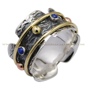 แหวนสปินเนอร์แบบโบราณทำด้วยมือ925เงินสเตอร์ลิงสายหินไพฑูรย์สำหรับเป็นของขวัญสำหรับผู้ชายและผู้หญิง - Product Image 4