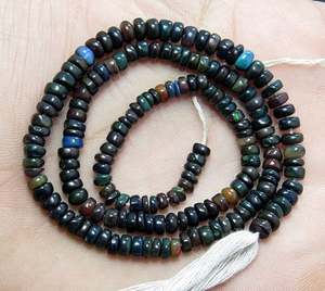 Cuentas de piedras preciosas sueltas de ópalo negro etíope forma redonda suave calidad increíble Natural para la fabricación de joyas - Product Image 1