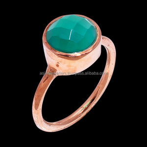 Anillo de Plata de Ley 925 de oro rosa Vermeil con piedra preciosa de ónix verde para fiesta de boda o regalo de compromiso de aniversario - Product Image 1