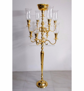 Candélabre décoratif en métal à 9 bras plaqué or avec bol à fleurs pour les décorations de réception de fête et de cérémonie - Product Image 3