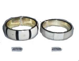 Bracelets en laiton incrustés d'os de bétail d'origine éthique, finition polie naturelle, bracelets en os incrustés tendance - Product Image 2