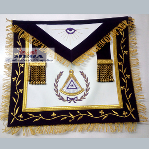 Freemason Master Grand Delantal personalizable, tela bordada de cuero, cuello de cinta, costura de punto de cruz para masónico - Product Image 4
