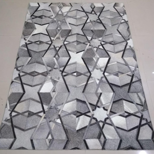 Ensemble de tapis moderne pour adultes à poils plats de 2 mètres de haute qualité 100% tapis en cuir de vachette véritable patchwork décoratif d'hôtel - Product Image 1