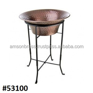 Ice Bucket With Stand <b>Galvanized</b> Wine Cooler <b>Tub</b> With Wooden Sided Handle - Product Image 6