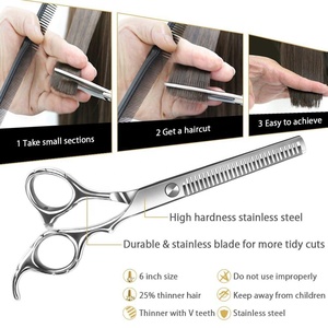 <b>Barber</b> Salon Hair Cutting and Thinning Scissors Stainless Steel Thinning Scissors <b>Set</b> Silver - Product Image 5