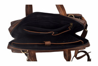 Vente en gros de sacoche pour ordinateur portable de 15.6 pouces en cuir véritable marron Sac à main Sac à bandoulière de bureau pour hommes