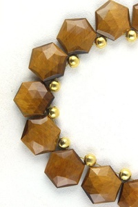 Tigre jaune naturel pierres précieuses à facettes en forme d'hexagone Briolette perles avec boucle d'oreille collier femmes cadeau mignon - Product Image 2