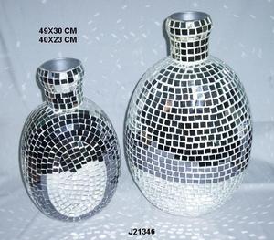 Cone-Shaped Two Tone <b>Glass</b> Mosaic Iron <b>Flower</b> <b>Vase</b> for Party Wedding or Home Decor - Product Image 3
