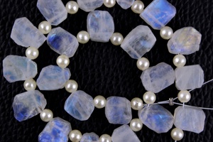 21-Piece Natural Rainbow Moonstone Collection Untreated Raw Genuine <b>Blue</b> Fire <b>Top</b> Side Drill Loose Jewelry Rough Gemstones - Product Image 3