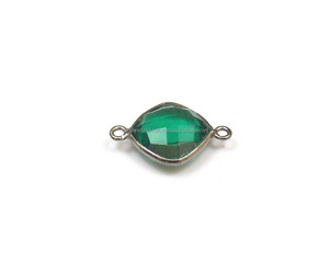Magnifique connecteur artisanal en argent sterling avec quartz vert, serti en forme de coussin de 12 mm, disponible en simple ou double attache, plaqué or 18 carats - Product Image 3