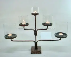 Teelichthalter Glas Metall In Eisen Schlussverkauf ausgefallenes neues Design Tischwaren Kerzenstifthalter